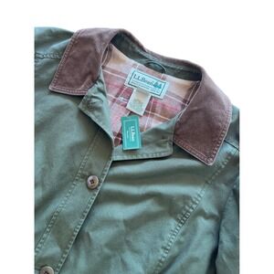 LL Bean Adirondack Barn Coat Loden Green‎ Flannel Lined Cotton Jacket 3X NWT
